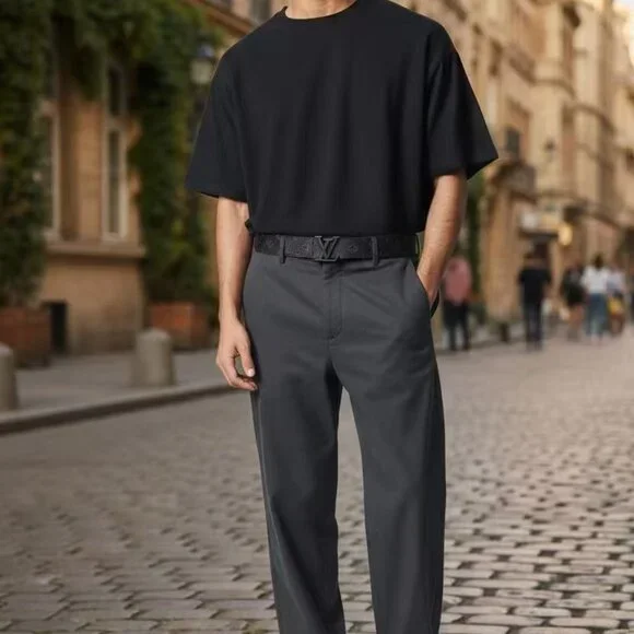 LV Belts 95cm fit for 30-34 Black Logo - Picture 5 of 5